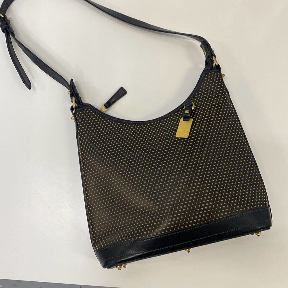 Vintage 90s Dooney and Bourke Cabrio perforated, yellow dot and black shoulder b - Picture 4 of 9